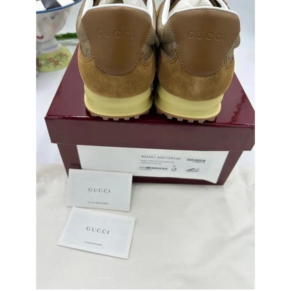 Men's Gucci re motion, canvas and suede sneakers size 9, made in Italy